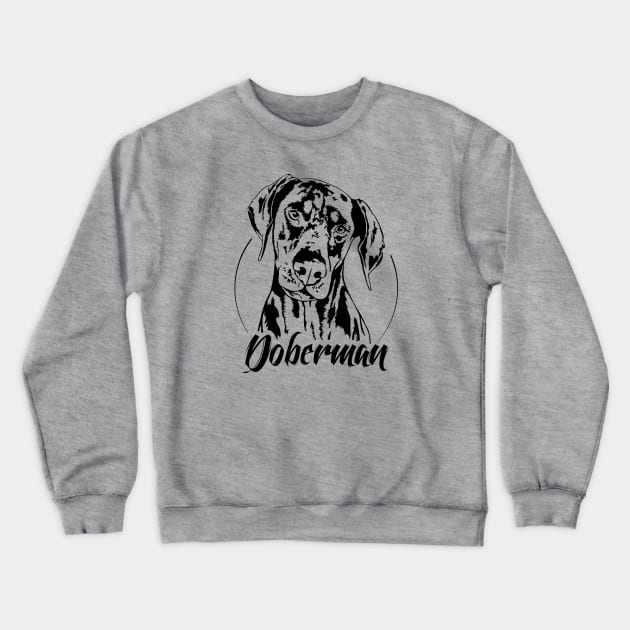 Funny Doberman Pinscher dog lover dog portrait Crewneck Sweatshirt by wilsigns